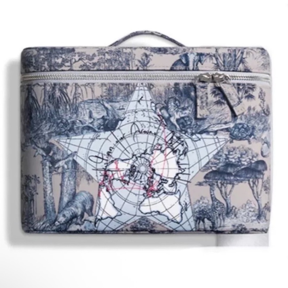 New GWP Christian Dior Blue “Around the world “Printed Vanity Makeup Bag